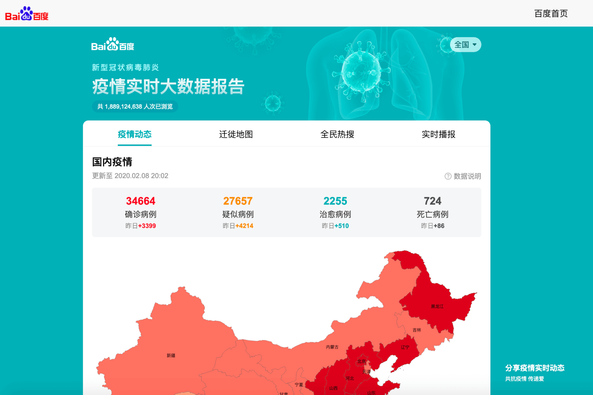 百度疫情实时大数据报告